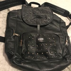 PINK black and silver studded back pack